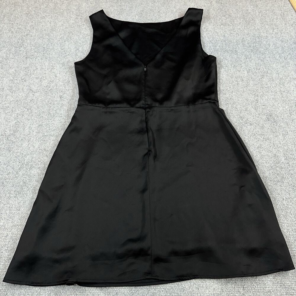 Reformation Zenni Satin Mini Dress Black Sleeveless Boat Neck Open Back Size 10 - Picture 12 of 13